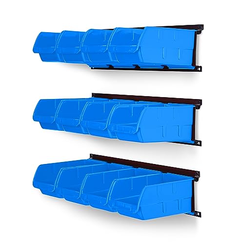Ultrawall Wall Mounted Storage Bins, Plastic Hanging Storage Organizer Bins - color: Blue