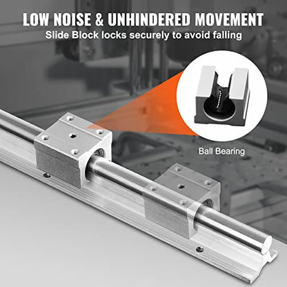 VEVOR Linear Rail Slide SBR20-1800mm 2 PCS and 4 PCS SBR20UU Slide Blocks Linear Guide Rail and Bearings Kit for Automated Machines DIY Project CNC Router Machines - size: SBR 20-1800mm