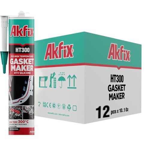 Akfix HT300 High Temp Silicone Sealant - RTV Gasket Maker, Heat Sealant, Waterproof Seam&Gasket Sealer for Automotive, 100% Flexible Gap Filler | 12-Pack, 10.5 Oz. Red (Akfix HT300-12 Pack) - size: 12 Pack