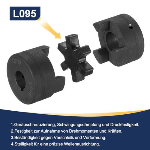 uxcell 3/4" to 1-1/8" L095 Flexible 3-Piece L-Jaw Coupling Coupler Set & Buna-N NBR Rubber Spider for Log Splitter Hybrid Equipment - size: 3/4 " to 1-1/8"