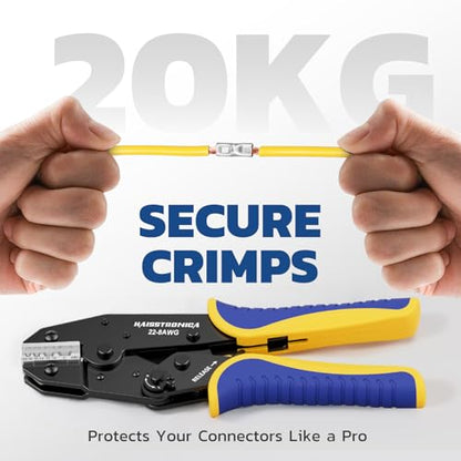 haisstronica Crimping Tool for Non-Insulated Terminals, AWG 22-8, HS-7327