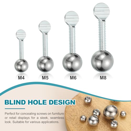 PATIKIL 12pcs M6 x 15mm Ball Nuts Knob, 304 Stainless Steel Round Solid Silver Light Fixture Decorative Screw Cap Cover Machinery Hardware