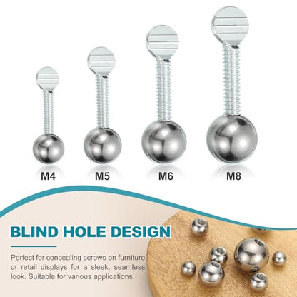 PATIKIL 12pcs M6 x 15mm Ball Nuts Knob, 304 Stainless Steel Round Solid Silver Light Fixture Decorative Screw Cap Cover Machinery Hardware