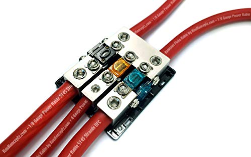 KnuKonceptz Bassik High Current 3 Way 0 Gauge Fuse Distribution Block - 200 Amp - size: 200 Amp
