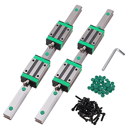 2Pcs Linear Guide Rail kit HGR25-600mm Linear Slide Rails with 4Pcs HGHCA25 HGH25 Linear Blocks Bearing + Dust Cover C6 + Socket Head Cap Screw for DIY CNC Routers Lathes Mills - size: 600mm, style: HGR25