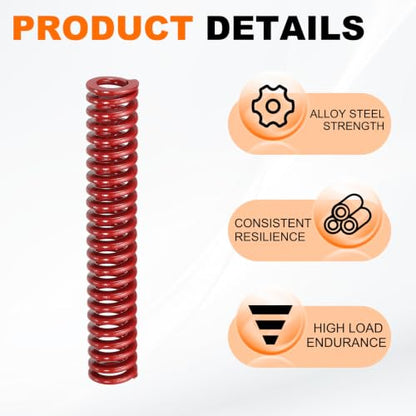 HARFINGTON 2pcs Die Spring 1/2" OD x 3" Free Length SMH2012, Red - size: 1/2" OD x 3" Free Length