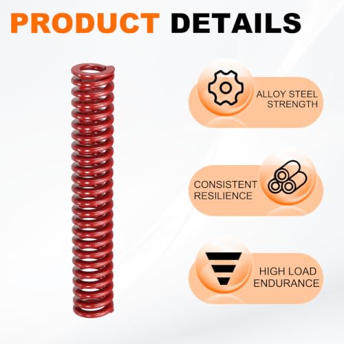 HARFINGTON 6pcs Die Spring 1/2" OD x 3" Free Length SMH2012, Red - size: 1/2" OD x 3" Free Length