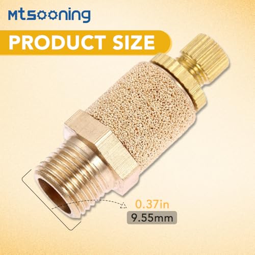 10PCS Pneumatic Exhaust Muffler,1/8" Adjustable Brass Flow Control Silencer - size: 1/8"