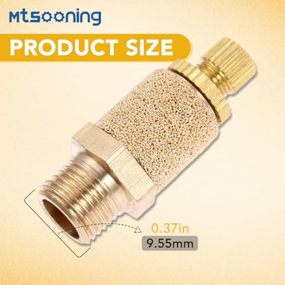 10PCS Pneumatic Exhaust Muffler,1/8" Adjustable Brass Flow Control Silencer - size: 1/8"