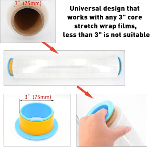 ELFJOY Stretch Film Dispenser Stretch Wrap Holder for 3"Core Blue 1 Pairs - color: Blue
