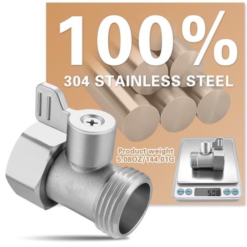 304 Stainless Steel Garden Hose Shut Off Valve, 2 Pack 3/4" GHT Garden Hose Ball Valve, Heavy Duty Hose Connector Water Shut Off Valve Hose Shutoff Valve