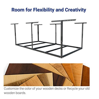 FLEXIMOUNTS 4x8 Overhead Garage Storage Rack, Without Decking, Black - color: Black