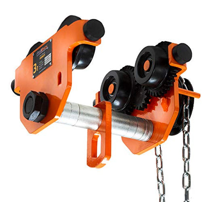 Prowinch Heavy Duty 3 Ton Capacity Manual Chain Trolley 6000 lb Geared
