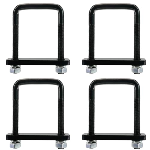 4 Pack Square U-Bolt for Trailer- Fits 3.5 Inch Wide Leaf Springs, Galvanized Steel Clamp Set, Secure Fit for Truck, Boat and Trailers, Black - size: Fits Up To 3.5 Inch Wide Leaf Springs