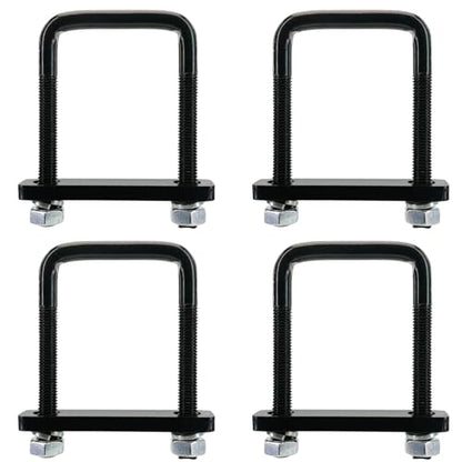 4 Pack Square U-Bolt for Trailer- Fits 3.5 Inch Wide Leaf Springs, Galvanized Steel Clamp Set, Secure Fit for Truck, Boat and Trailers, Black - size: Fits Up To 3.5 Inch Wide Leaf Springs