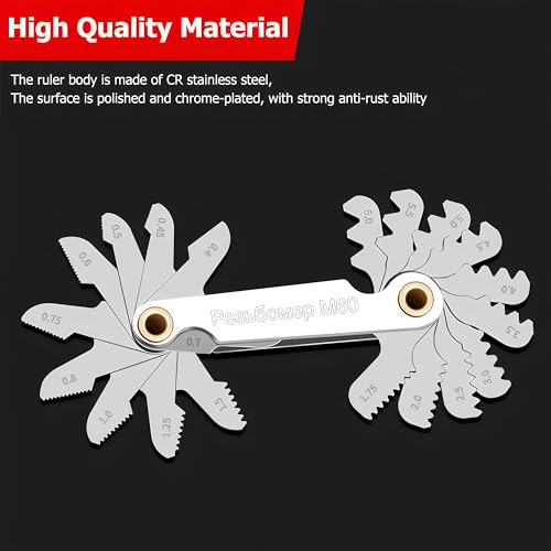 Thread Gauge Metric 60 Degree 20 Leaves,0.4–6 TPI Thread Gage Tool Carbon Steel Thread Measuring Tool, Thread Profiles and Locking Devices(Metric Thread Gauge) - color: Metric Thread Gauge