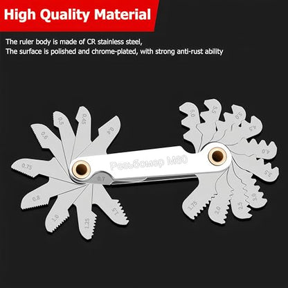 Thread Gauge Metric 60 Degree 20 Leaves,0.4–6 TPI Thread Gage Tool Carbon Steel Thread Measuring Tool, Thread Profiles and Locking Devices(Metric Thread Gauge) - color: Metric Thread Gauge