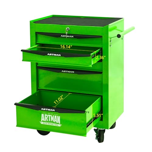 5-Drawer Rolling Tool Chest, Lockable for Garage, Green - color: Green, size: 5-Drawers