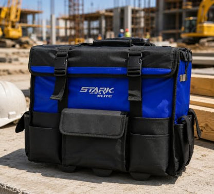 Stark USA 20-Inch Rolling Tool Bag with Wheels, Heavy Duty Tool Organizer Tote, Retractable Telescoping Handle, 22 Multi-Pocket Storage for Electricians, HVAC, Contractors, Mechanics & Construction