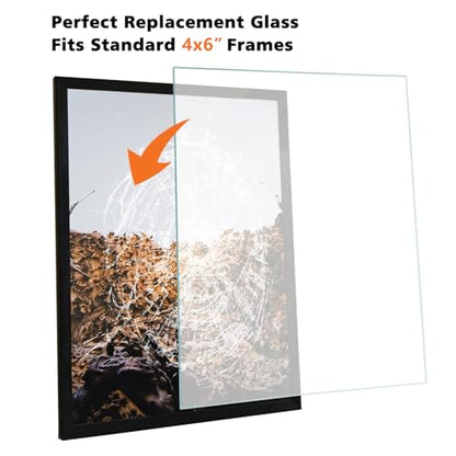 Egofine 4x6 Heat-Strengthened Glass Replacement for Picture Frame (Crystal Clear, 2 Pack), Replacement Glass for 4 by 6 Photo Frame - size: 4x6