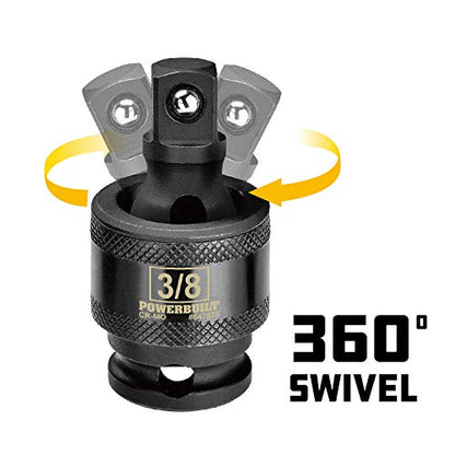 Powerbuilt 3/8-Inch Drive Impact Universal Joint Socket, Swivel Socket Adapter, Impact Grade Chrome-Moly made - 647575 - size: 3/8 in.