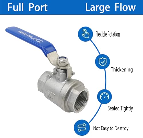 Full Port Ball Valve 3/4" NPT Heavy Duty Stainless Steel 304 For Water,Oil and Gas with Blue Handles （pack of 2） - size: 3/4"NPT, style: pack of 2
