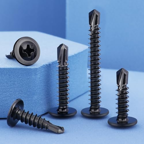 VGBUY 210Pcs #8 x 5/8" Self Drilling Screws for Metal,410 Stainless Steel Black Zinc Plated,Self Tapping Sheet Metal Screws,Modified Truss Head - color: Black Modified Truss Head, size: #8 x 5/8 inch