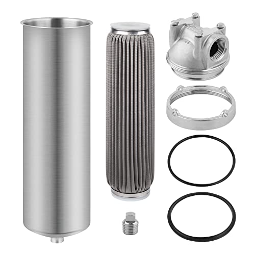 100 Micron 10" x 2.5" Stainless Steel Pleated Whole House Water Filter Cartridge, Universal Cleanable Water Filter Replacement for Well Water(100 Micron)