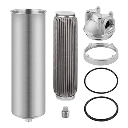 100 Micron 10" x 2.5" Stainless Steel Pleated Whole House Water Filter Cartridge, Universal Cleanable Water Filter Replacement for Well Water(100 Micron)