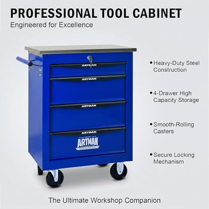 Rolling Tool Chest,Stainless Steel Worktop,Blue,4‑Drawer - color: Blue, size: 4-Drawers