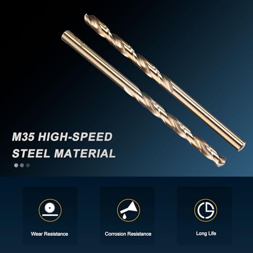 PATIKIL 3/16" Drill Bit M35 Cobalt 5% High-Speed Steel for Metal 10 Pack - size: 3/16 in