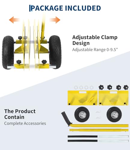 Garvee Panel Dolly with Extended Handle, 660 LBS Capacity, Heavy Duty Drywall Cart with 10" Solid Rubber Wheels, Panel Cart for Sheetrock Plywood & Doors Transport - color: Yellow