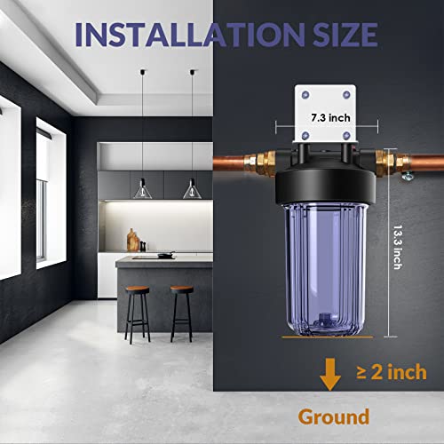 SimPure DB10C 10" *4.5" Whole House Water Filter Clear Housing - size: 1 Count (Pack of 1), style: System - Clear (10 Inch x 4.5 Inch)