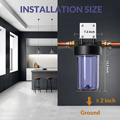SimPure DB10C 10" *4.5" Whole House Water Filter Clear Housing - size: 1 Count (Pack of 1), style: System - Clear (10 Inch x 4.5 Inch)