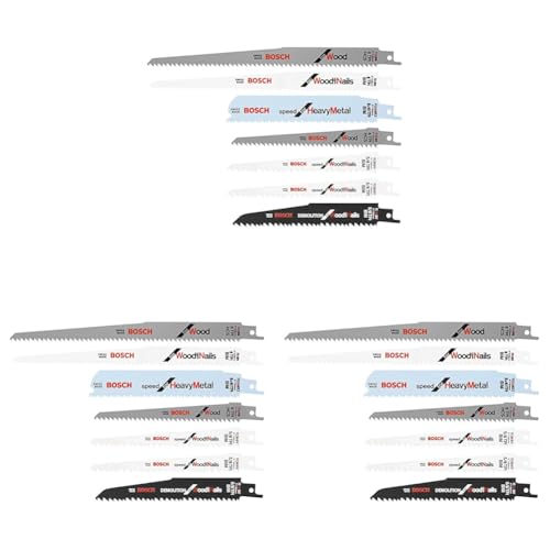 Bosch RAP7PK 7-Piece Reciprocating Saw Blade Set (Pack of 3) - size: 9" in (Pack of 3), style: Industrial