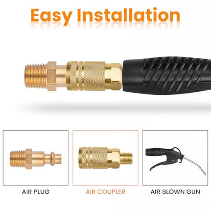 2PCS 1/4" NPT Male Air Compressor Fittings, Quick Connect Air Hose Coupler - size: Male 1/4" 2 pcs
