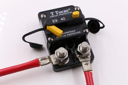 E9 3/8" Studs 40 Amp Circuit Breaker w/Manual Reset Waterproof UL - size: 3/8" Studs -40A