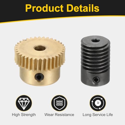 uxcell Worm Gear Set Right Rotation 35T 0.5 Module 1:35 Reduction Rate - size: Gear-4mm, Rod-3mm Bore, style: 0.5M-35T