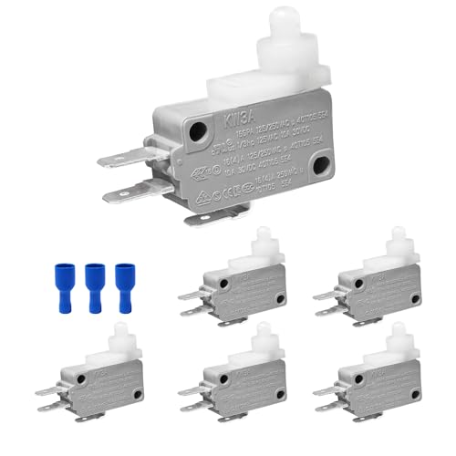 6Pcs Micro Limit Switch Carry Automatic Lock SPDT Snap Action Switch for Arduino,KW3A 16A 125/250VAC - color: KW3A-B16