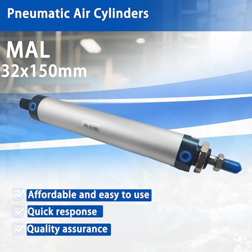 CG WEITENG Pneumatic Mini Pneumatic Cylinder MAL Single Rod Aluminum Double Acting Pneumatic Cylinder 32mm Bore 150mm Stroke(MAL32x150) - color: MAL-32 mm, size: 150 mm