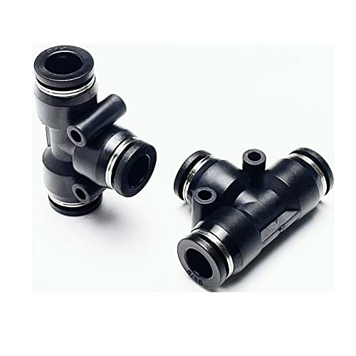 PNEUMATIC Black Plastic Push To Connect Fittings 5/16 Inch Tube OD Tee Connector Push Fit Fittings PE-5/16(Pack of 5) - color: Black, size: 5/16"OD
