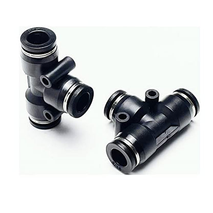 PNEUMATIC Black Plastic Push To Connect Fittings 5/16 Inch Tube OD Tee Connector Push Fit Fittings PE-5/16(Pack of 5) - color: Black, size: 5/16"OD