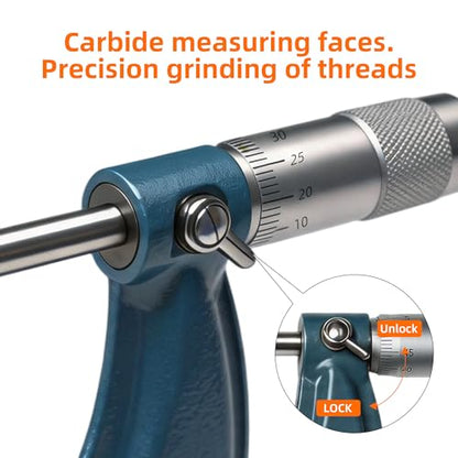 Outside Micrometer Set, 3.94-4.92", 0.00023" Accuracy, One-Piece Spindle