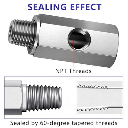 1/4" NPT Oil Pressure Sensor Tee Adapter, 304 Stainless Steel Triple Port Fitting: 1/4" NPT Female to Male & 1/8" NPT Female for Gauge and Sensor Installation - size: 1/4 NPT-1/4 NPT-1/8 NPT