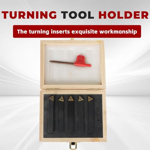 findmall 5Pcs 3/8″ Indexable Carbide Lathe Turning Tool Holder Kit - size: 5Pcs 3/8"