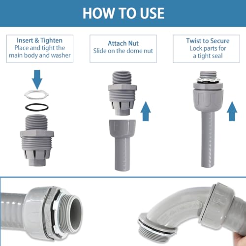 1 Inch Liquid-Tight Conduit and Connector Kit, 100 FT - size: 1 Inch 100 Ft