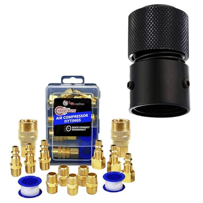 Le Lematec Quick Change Retainer & 15pc Air Compressor Hose Fitting Kit – Fast Chisel Changes & Reliable Air Tool Connections