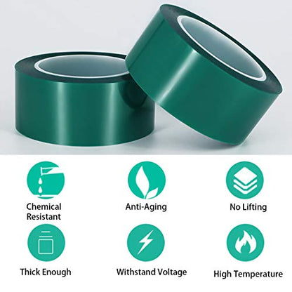 APT 2 Mil Polyester Tape With Silicone Adhesive, PET High Temperature Tape, 3.5 Mil Thickness for Powder Coating, E-Coating (1, 1.5" x 72Yds) - size: 1.5" x 72Yds