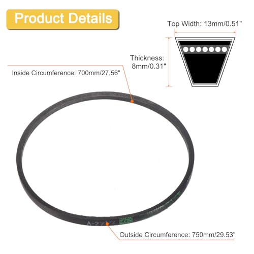 uxcell A27 1/2 Classic Wrapped V-Belt,30" Outer Circ A Profile,Black - size: A27 1/2