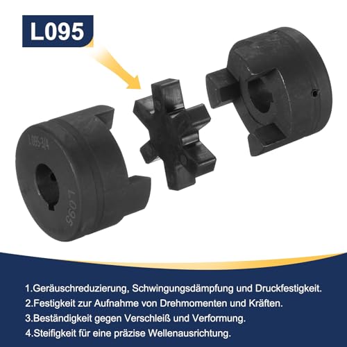 uxcell 3/4" to 3/4" L095 Flexible 3-Piece L-Jaw Coupling Coupler Set & Buna-N NBR Rubber Spider for Log Splitter Hybrid Equipment - size: 3/4 " to 3/4"